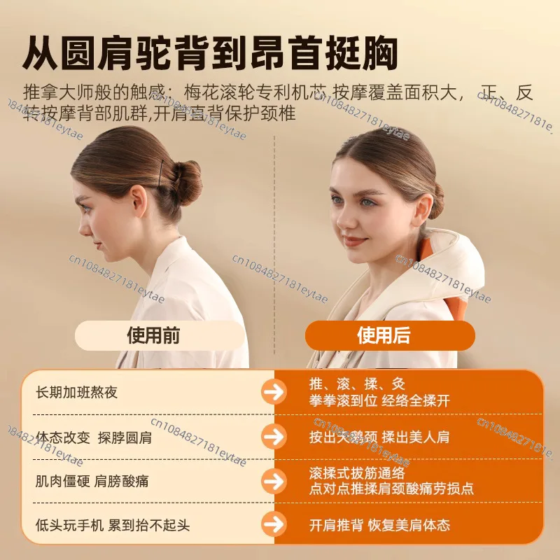 Neck Shoulder Massager Shiatsu Kneading Heat Wrap Trapezius Relaxation Electric Pillow Home