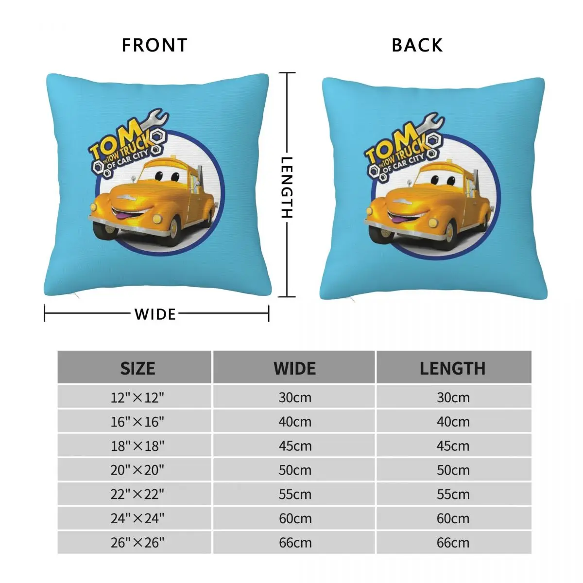 Tom The Tow Truck Of Car City Square Pillowcase Polyester Linen Velvet Printed Decorative Pillow Case Sofa Cushion Case 45x45