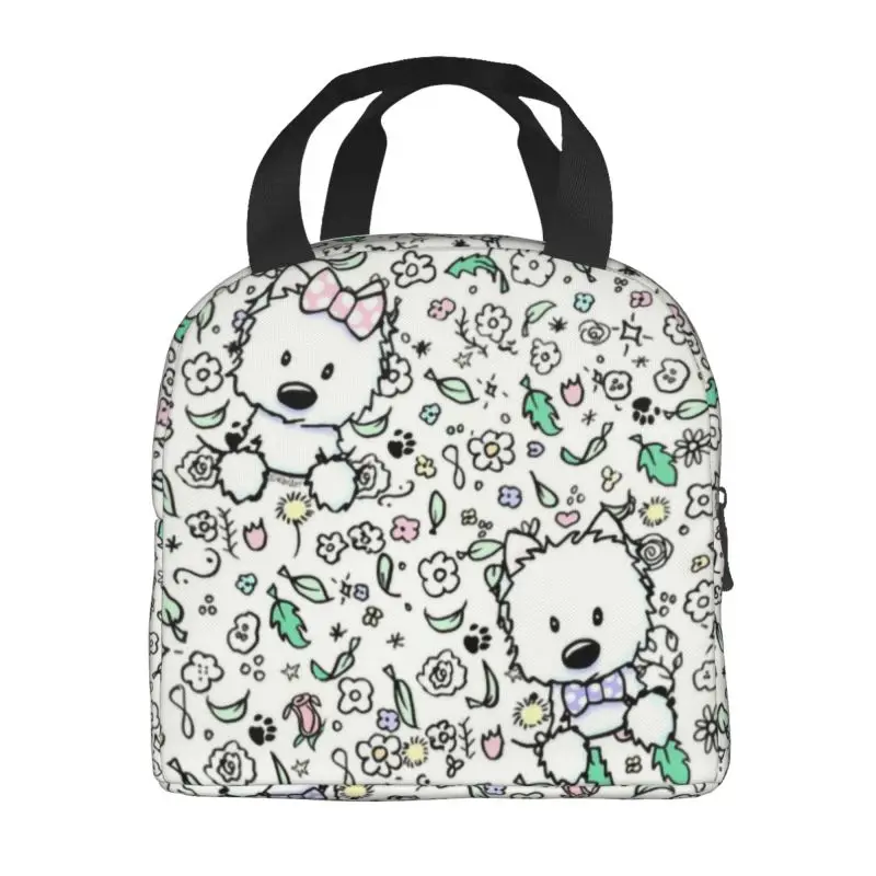 Cute West Highland Terrier Dog Insulated Lunch Bags for School Office Westie Puppy Resuable Thermal Cooler Bento Box Children