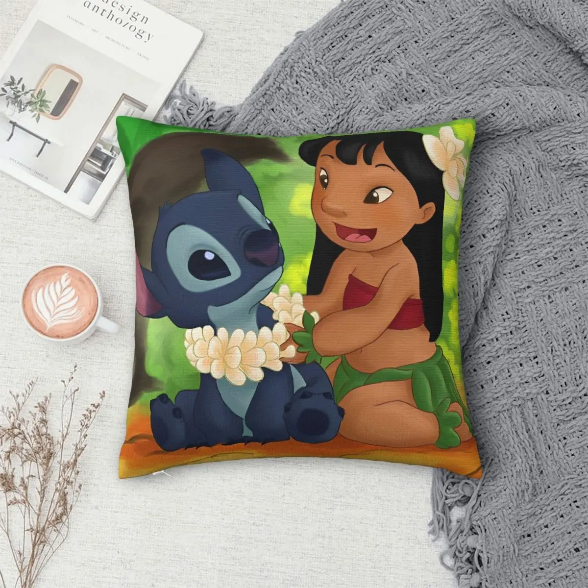 ليلو وستيتش كيس وسادة مربع غطاء الوسادة مخصص انغلق المخدة الزخرفية للمنزل 40x40 سنتيمتر #4