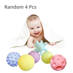 4PCS Set Soft Rubber Multi-Texture Baby Grab Ball Toy Exercise Grasp Ability Hand Grab Ball