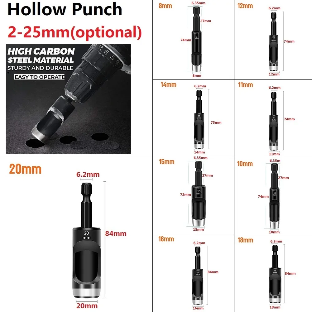 Hex Shank Leather Hollow Punch Hex Shank For Hand Drills Dia Hole Punch For Watch Band Leather Hole Punch For Belts Fabric