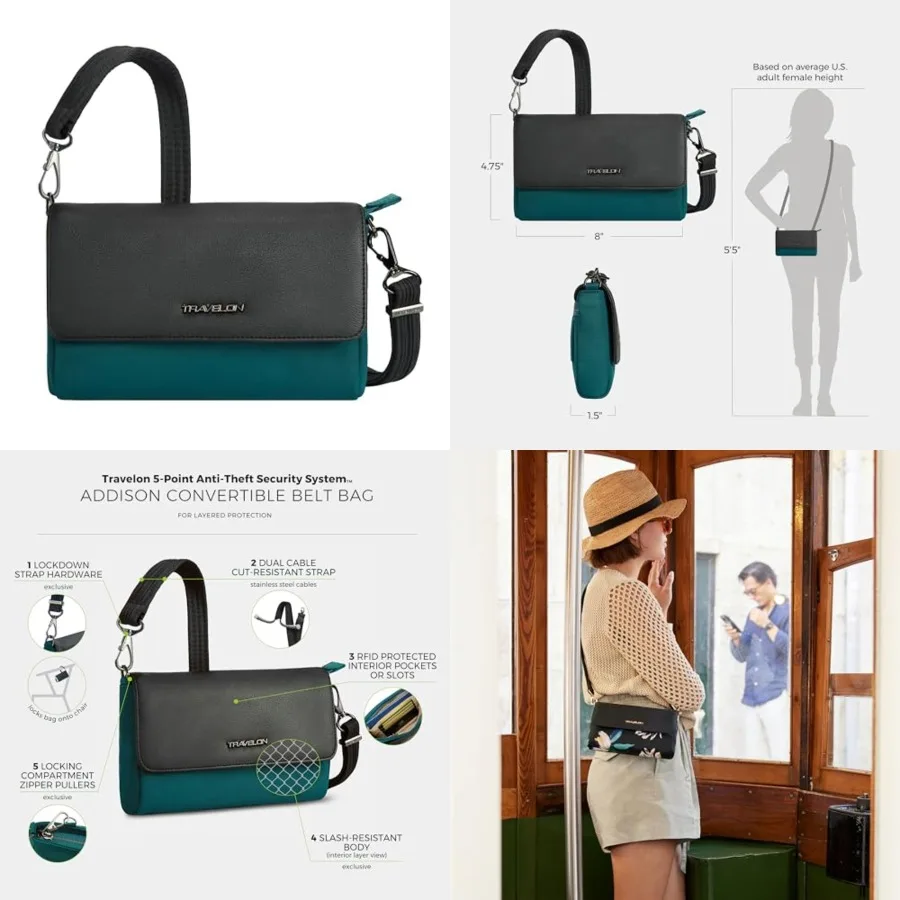 

Anti-Theft Addison Convertible Crossbody/Belt Bag