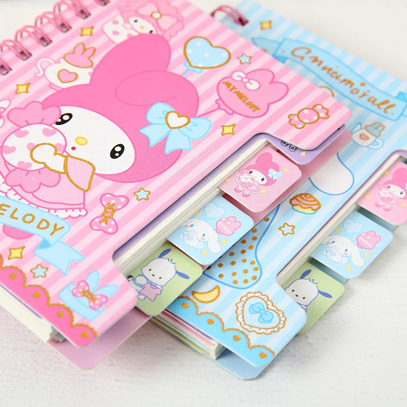 Cute Sanrio Diary Notebook A7 Anime Series Kawaii Kuromi Cinnamoroll Cartoon Portable Notebook Student Stationery Kids Gifts