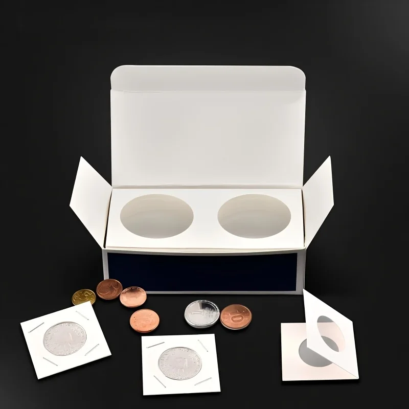 Flash sale 200 Coin Holder Cardboard Sheets for Coin Flipping Collectors, 4 Sizes 2" X 2" Currency Holders, Suitable for Coin Collection Display Books, for Pennies/25 Cent Coins/Tokens/Medals view 2