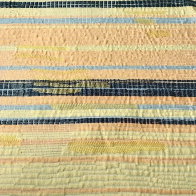 Dyed gold thread geometric irregular striped jacquard fabric bright silk clothing