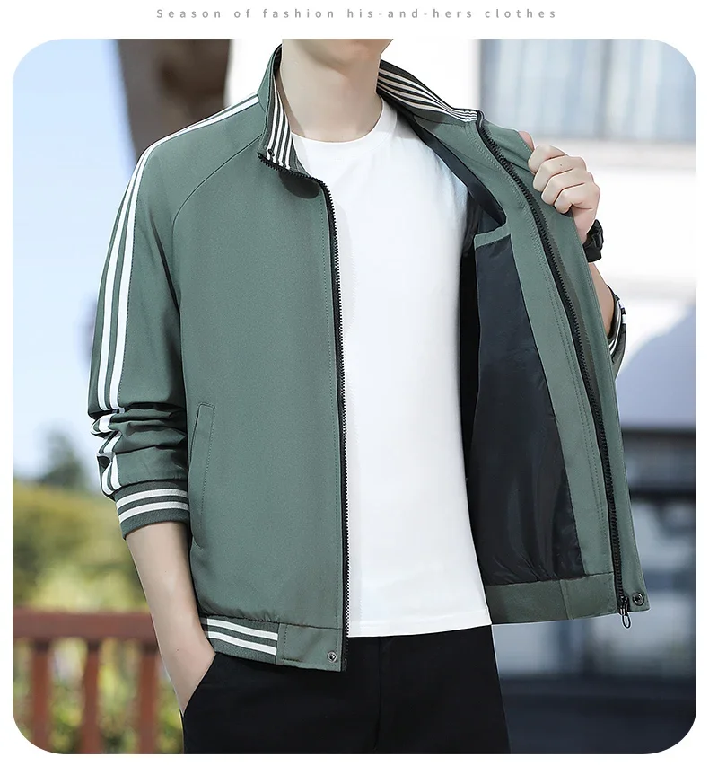 

New Jackets Man Popular Solid Color Daily Casual Stand Collar Male Jackets Casual Office Oversize Clothing Man Jackets