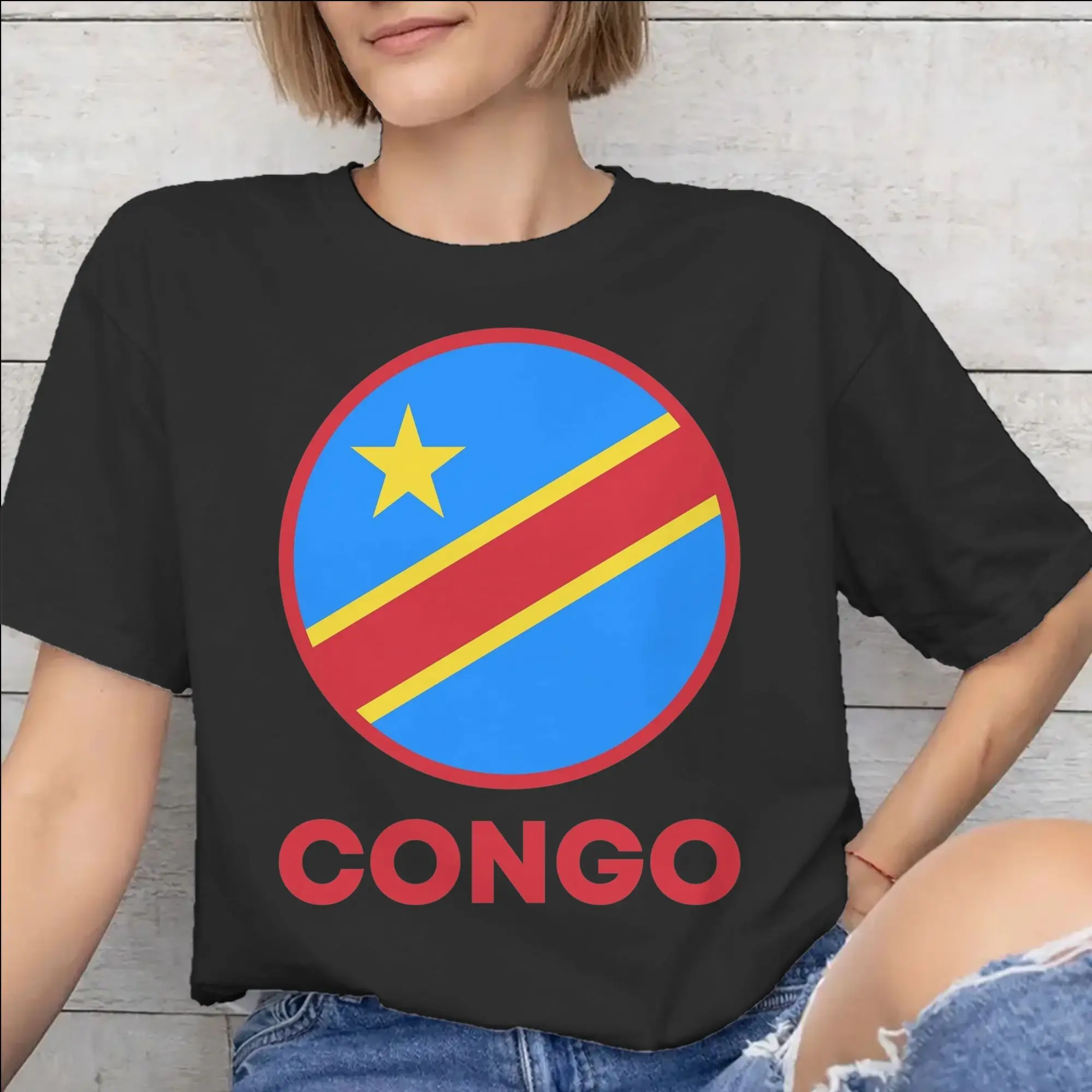 Men Women Print Republic Of Congo Congolese Flag  Tee T Shirt 100% Cotton  T-shirts Clothes