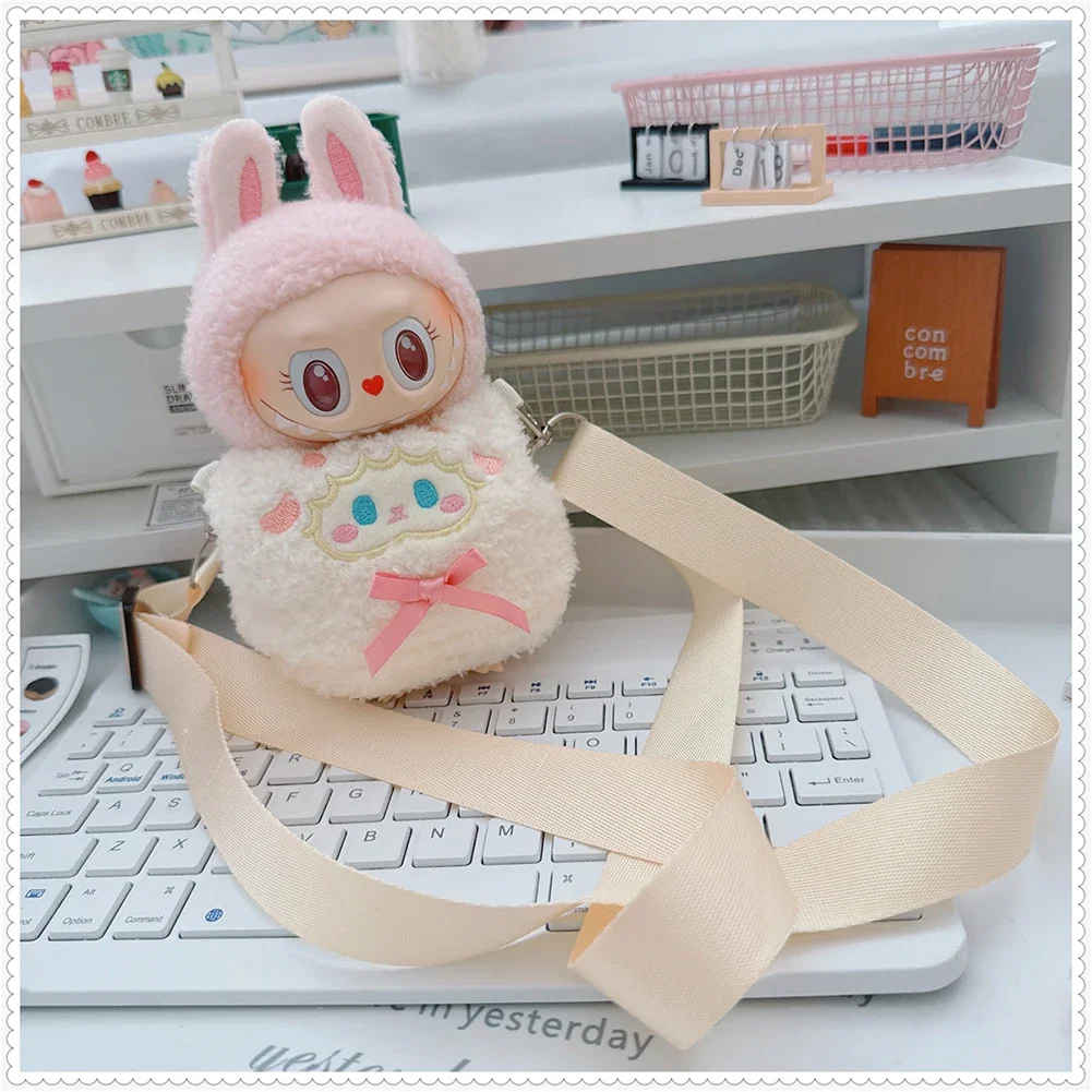 การ์ตูนCrossbodyกระเป๋าตุ๊กตาของขวัญกล่องกระเป๋าตกแต่งน่ารักสําหรับ 15/17 ซม.Labubu 10 ซม.ตุ๊กตาผ้าฝ้ายตุ๊กตาOutingอุปกรณ์เสริม