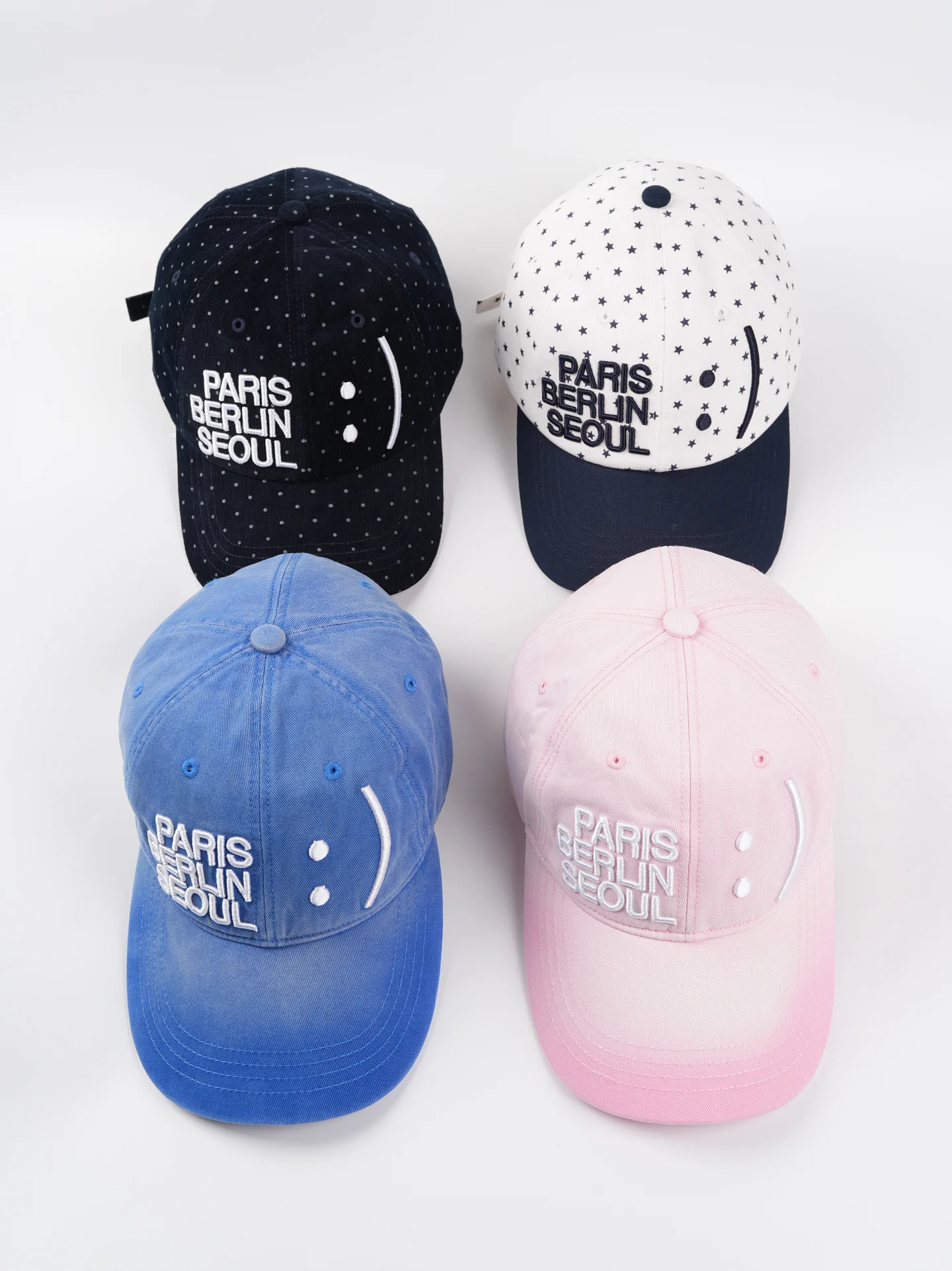 

Casual Embroidered Baseball Cap Unisex Cotton Flat Brim Hat Letter Design Smile Face Polka Dot Star Pattern for Youth All Sea...