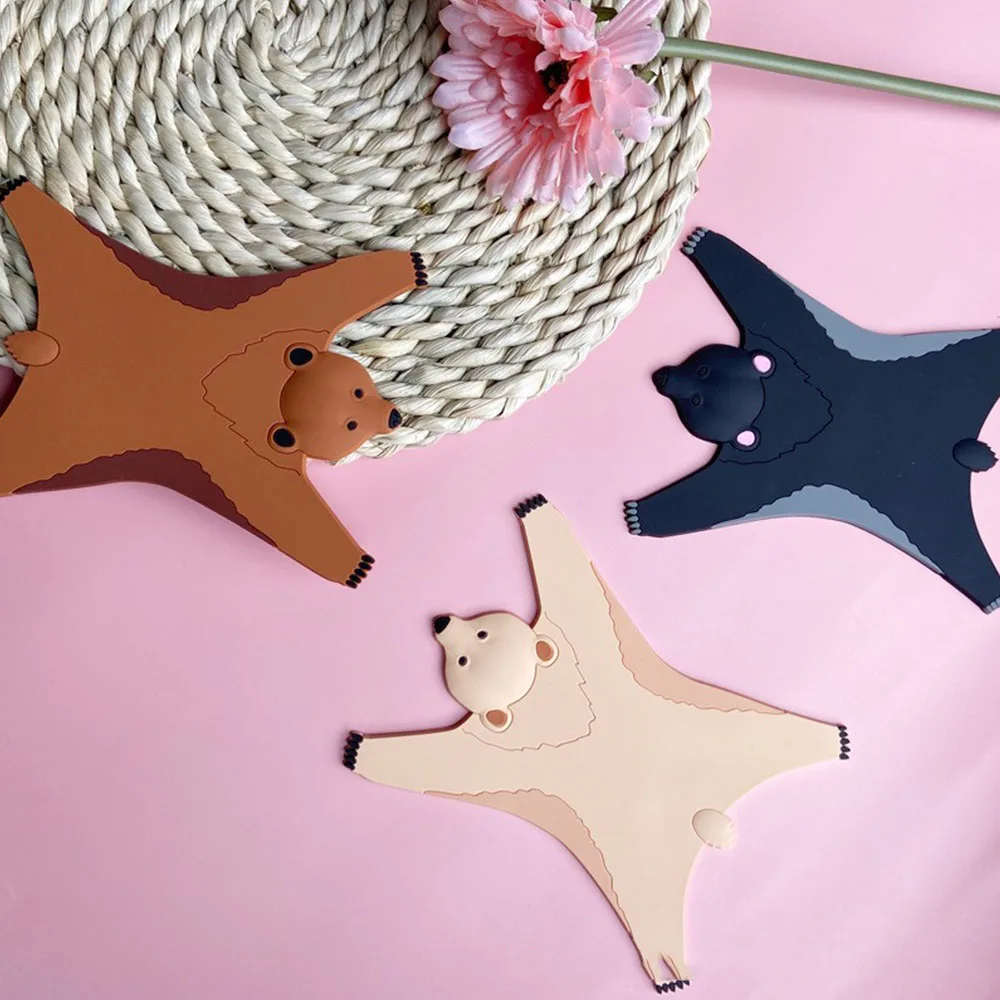 Silicone Heat Insulation Coaster Coffee Cup Non-slip Mat Tableware Small Bear Leopard Cartoon Environmental Coasters Party Gifts