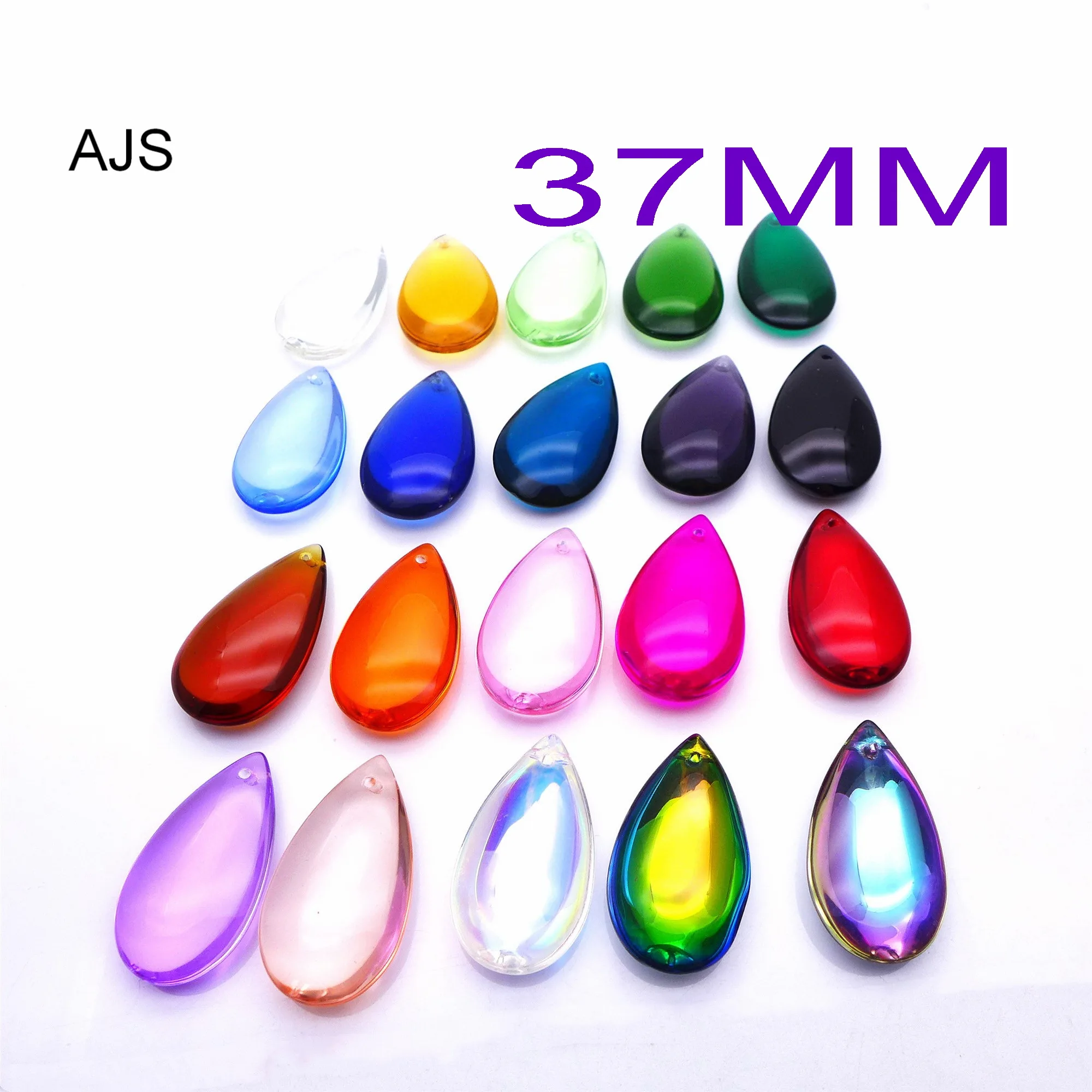 10pc 37MM Crystal Smooth Teardrop Water Drop Pear Pendants Earring Lamp Accessories Beads AB Glass Chandelier DIY  Free Shipping