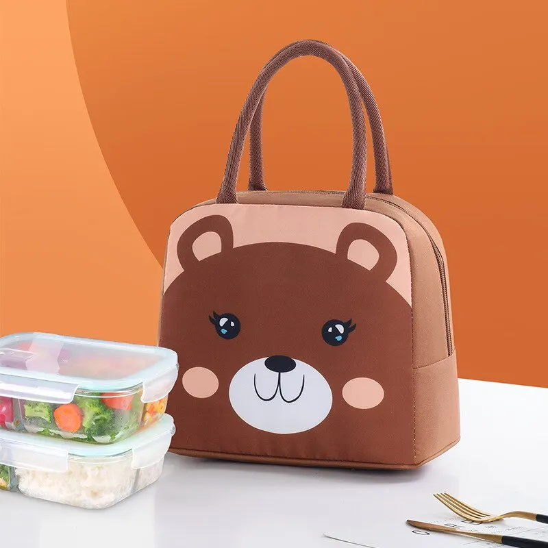 Cute Animal Insulated Lunch Bag Kawaii Thermal Tote Cooler Lunch Bag Handbag per School Office Picnic Girl Boy Women adatto