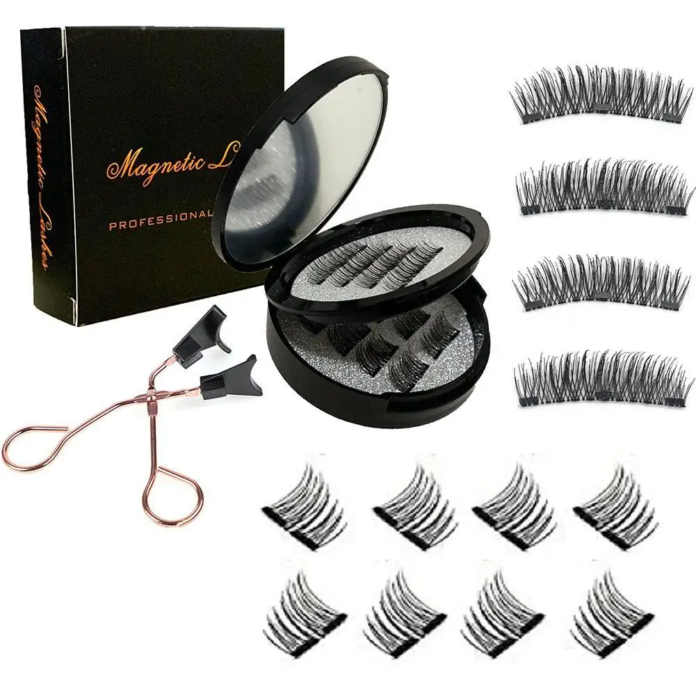 Pestana magnética Strap Clip Set, Double Magnet Eyelashes, Maquiagem Beleza, Half Eye, 24P-3, 16 Par