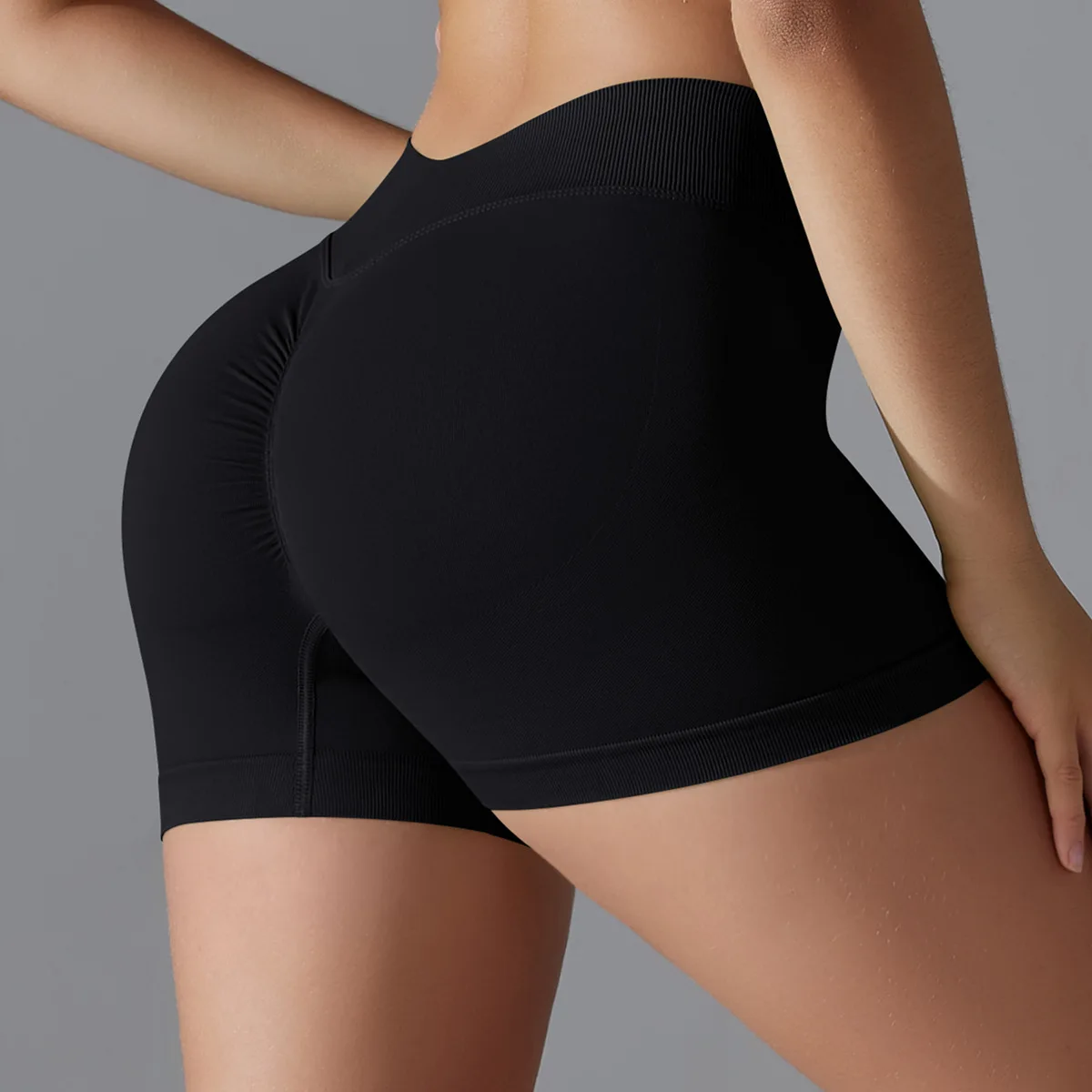 High Waist Knitted Hip Lift Women Fitness Running Tight Yoga Gym Short Leggings Abdominal Workout Sports Scrunch Booty Shorts