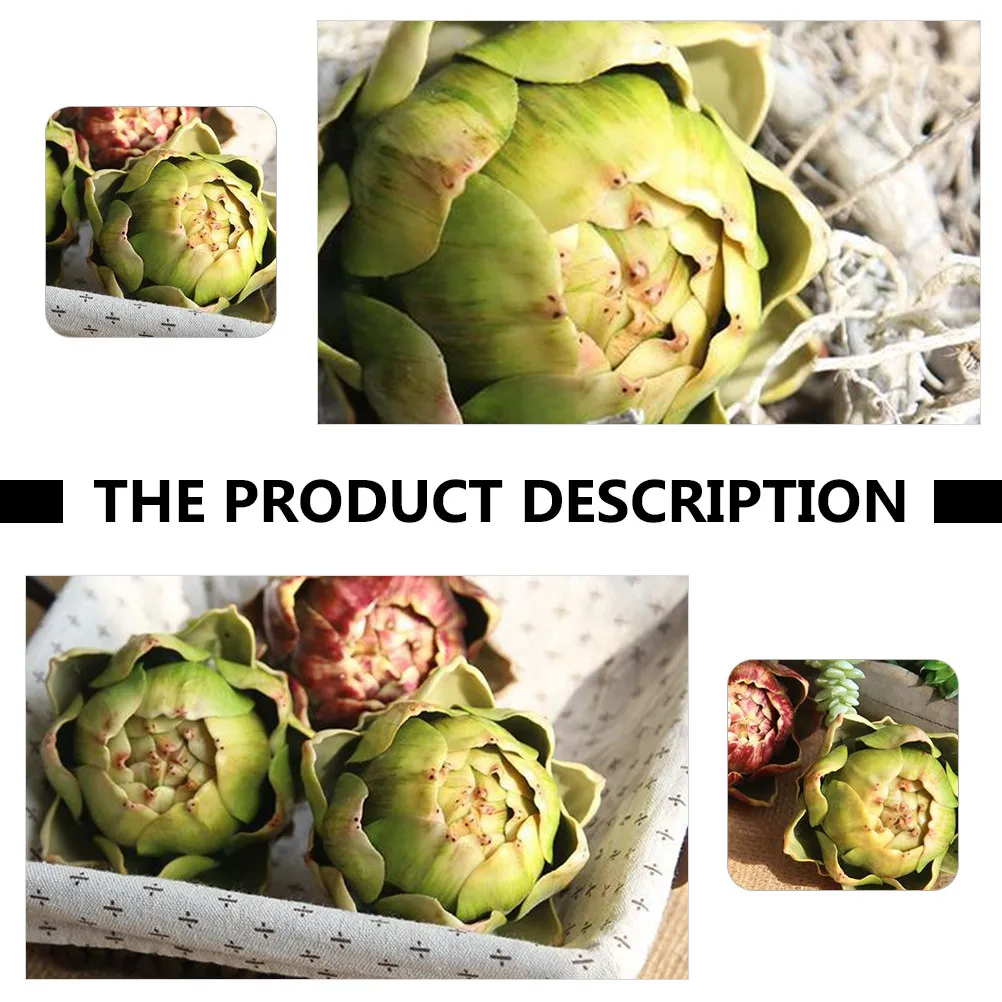 1 Pieza de Alcachofa Artificial Verde Realista de Plástico, Adorno de Escritorio para Fiestas, Decoración del Hogar, Vegetales Falsos, Accesorio para Fotos