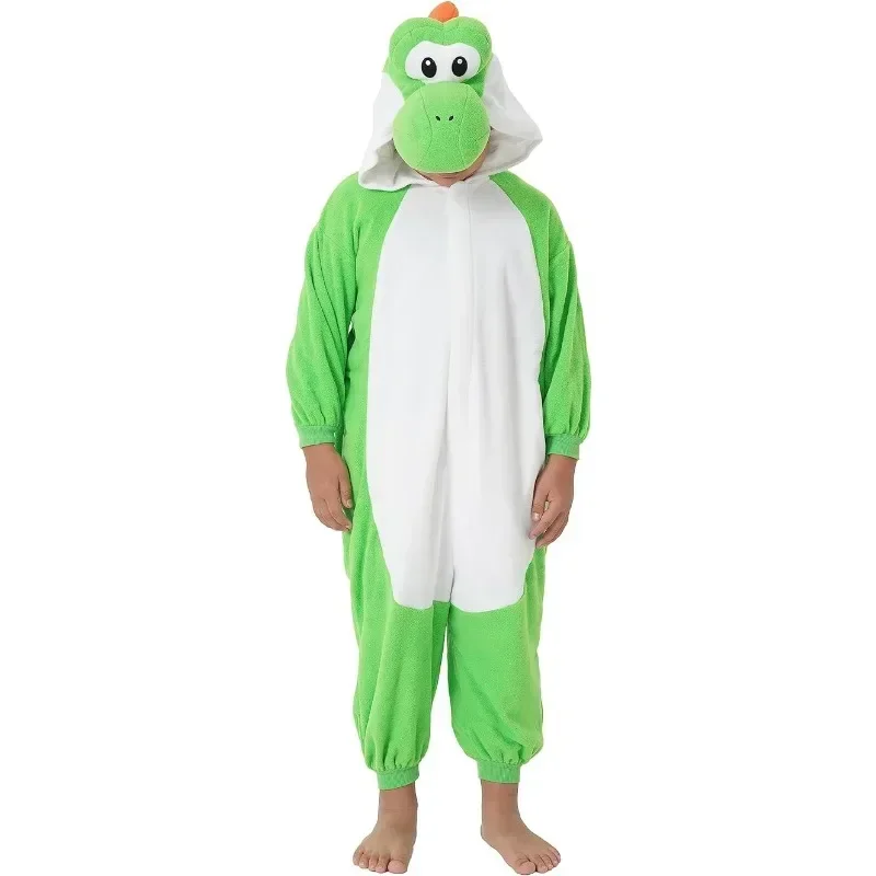 Super Marios Bros Figure Yoshi Jumpsuit Cosplay One Piece Pajamas for Children Costume Cartoon Carnival Party Role Play Props