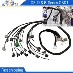 CNCH-OBD1-1 Engine Wiring Harness Compatible with Honda Civic Integra B16 D16 B18 OBD1 Budget D & B-Series Tucked CNCHOBD11