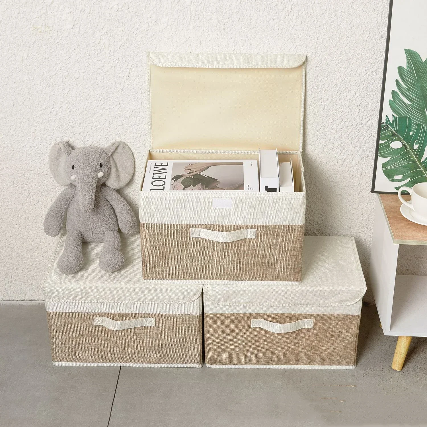 Household Fodable Storage Basket With Lids Foldable Rectangle Sundries Storage Box for Underwear Socks Baby Toys Books Organizer