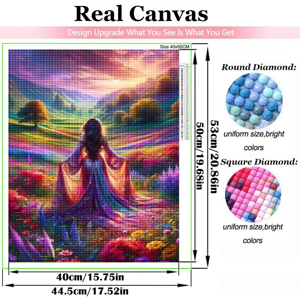 Diamond Embroidery Painting New 2024 Fantasy Fairy Flowers 5d Diy Diamond Mosaic Full Round Square Woman Portrait Home Decor