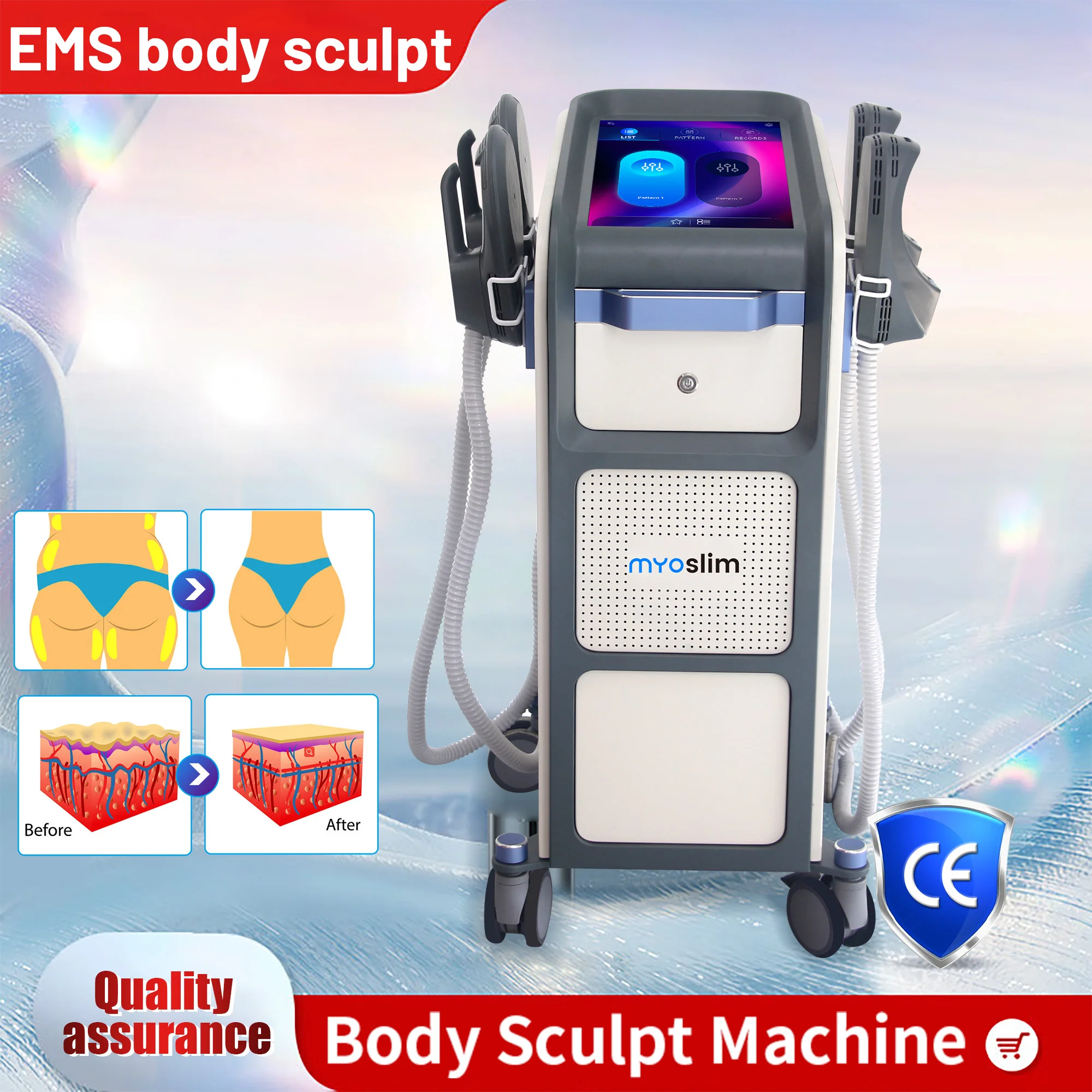EMS myoslim  6500W Body Sculpting Machine Professional EMS 15 Tesla Nova Electromagnetic Muscle Stimulation Machine