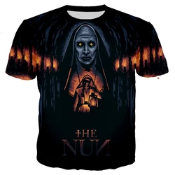 Summer The Nun T-Shirts Horror Movie Scary 3D Print Streetwear Men Women Casual Fashion Oversized T Shirt Kids Tees Tops Clothes