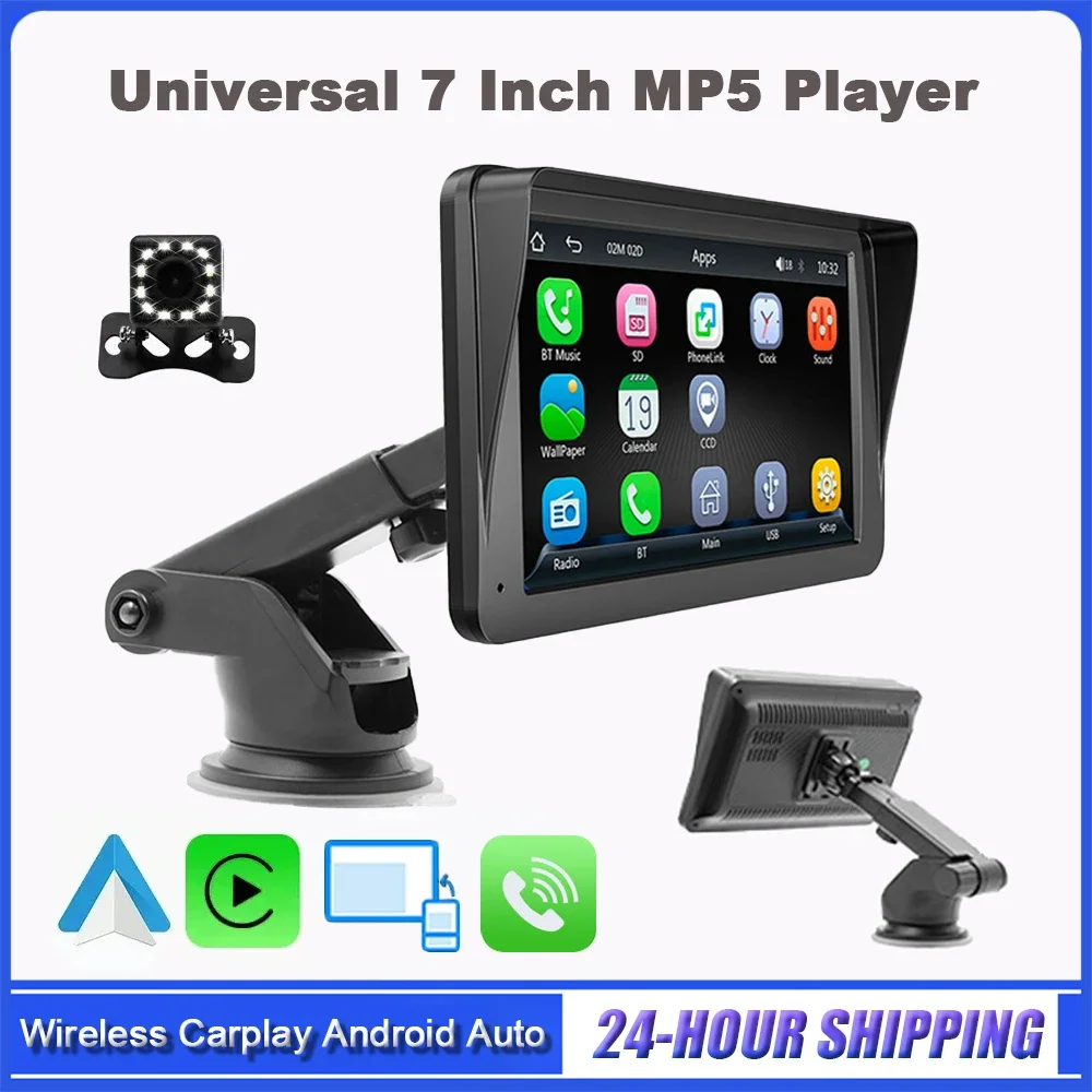 

7 inch Car Multimedia Stereo Radio Universal MP5 Player Wireless CarPlay Android Auto Reverse image Bluetooth AUX FM WiFi USB TF