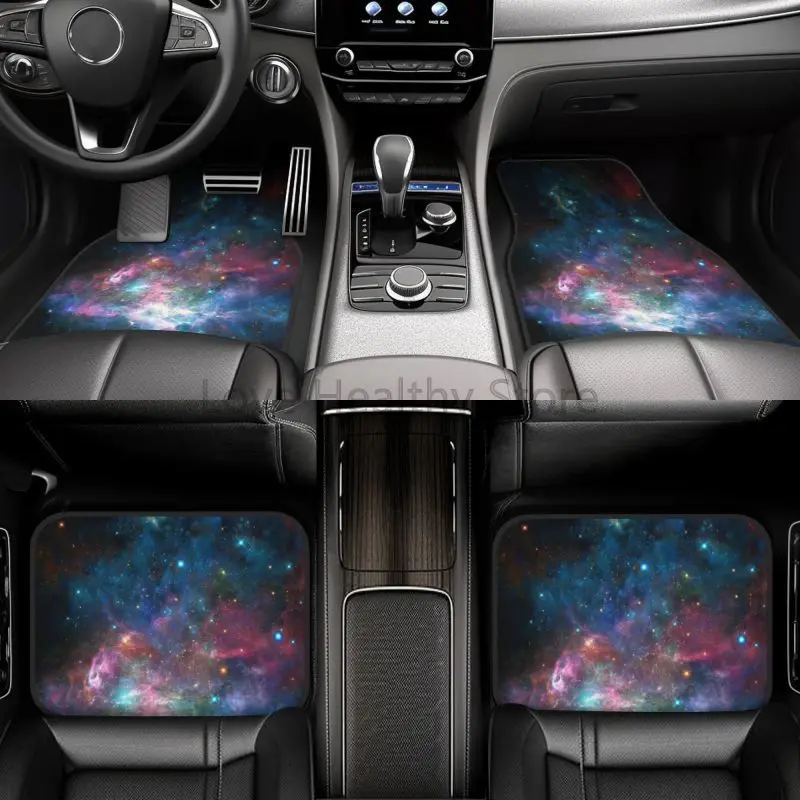 

Purple Blue Galaxy Space Car Floor Mats Non-Slip Carpets Rugs Front & Rear Foot Mats Set of 4 Pcs Auto Accessories Decoration