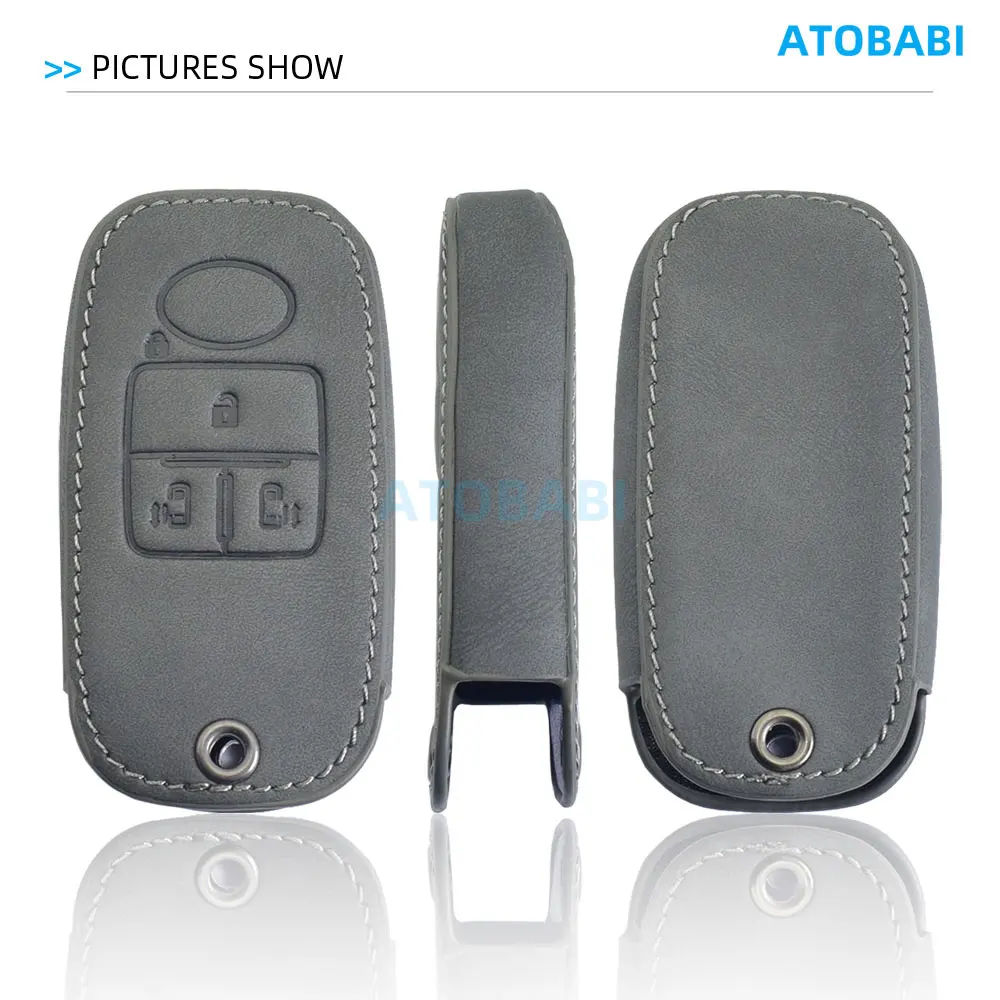 Graue Leder-Autoschlüsselhülle für Toyota 2023 2024, Raize Veloz Avanza, Tank, Gummi, Daihatsu Tanto, Subaru, Fernbedienung, Schutzhülle – Detail 3