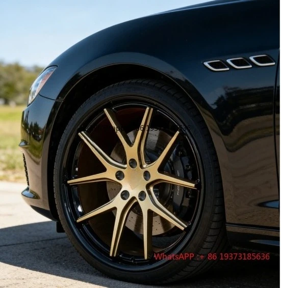 

Hot Sale Matte Bronze Face and Gloss Black Lip Customizable Center Cap Alloy Wheel Rim 2piece Passenger Car Wheels for Maserati