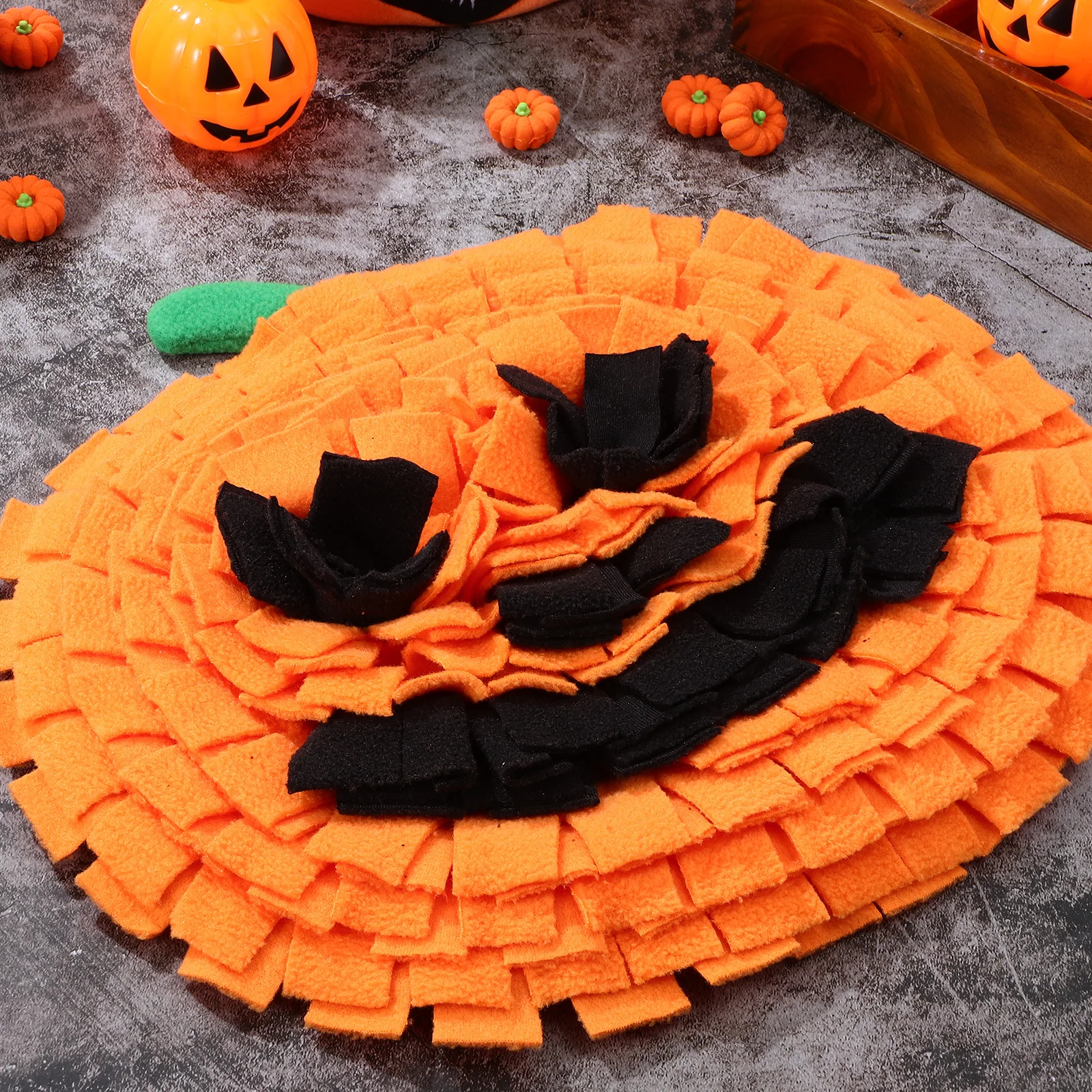 

Pumpkin Snuffle Mat Dog Sniffing Pad Orange Fleece Material Safe Soft Easy Clean Pet Feeder Snuffle Mat Sniffing Feeding Mats