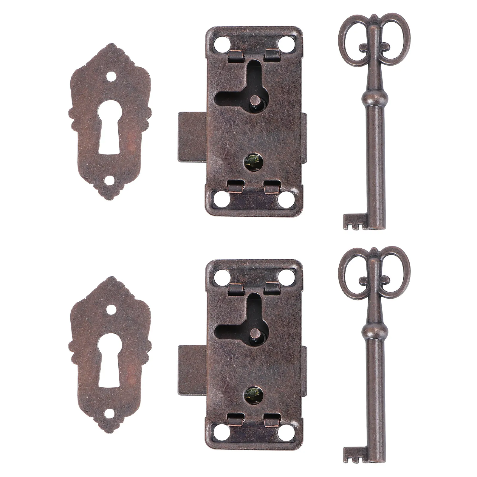 2Pcs Furniture Locks Jewelry Box Latches Red Bronze Alloy Buckle for Vintage Wooden Gift Box Toolbox Cabinet Drawer