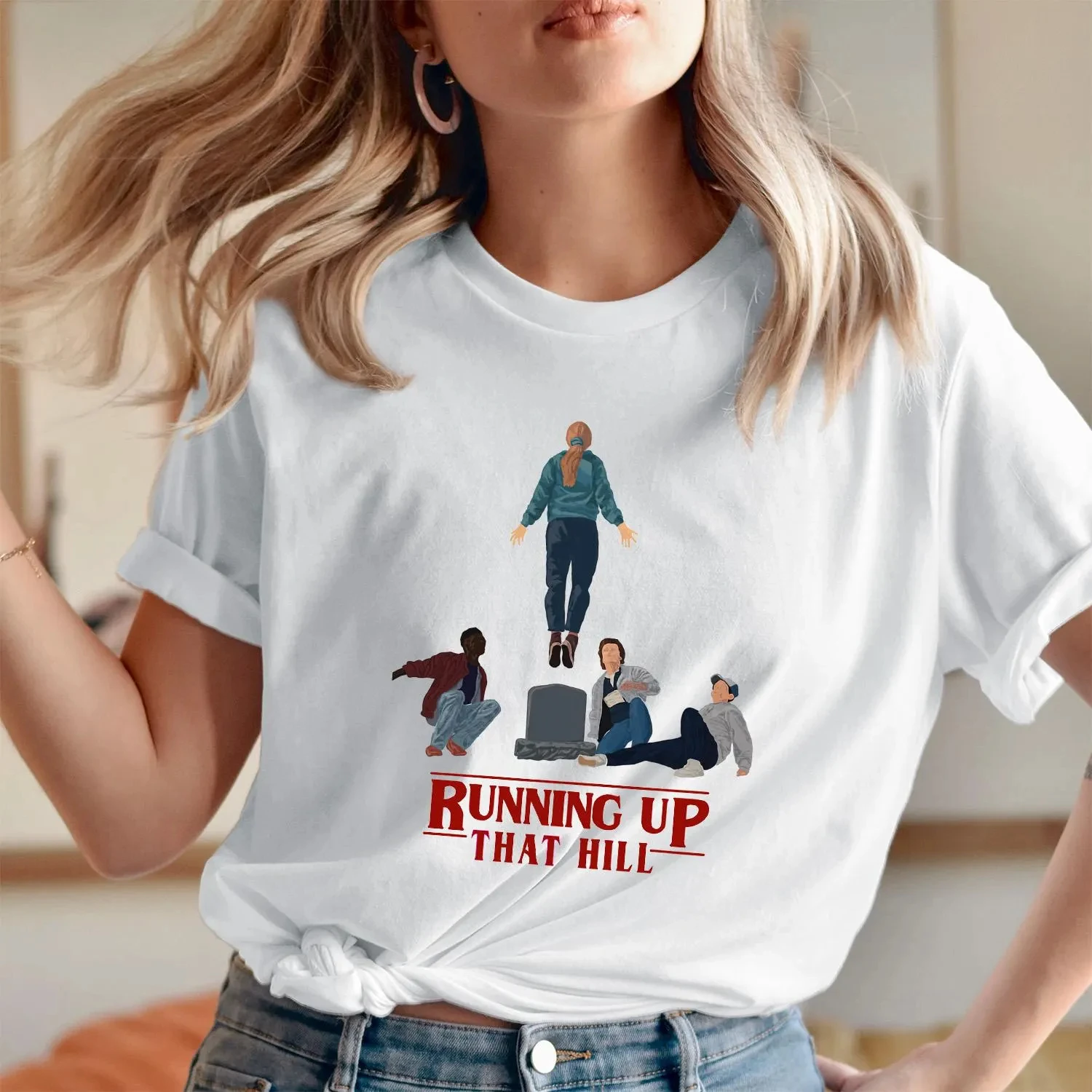 

Футболка «Running Up The Mountain» — футболка из чистого хлопка с перевернутым узором «Друзья одиннадцать» и принтом, повседневная одежда с коротким рукавом.