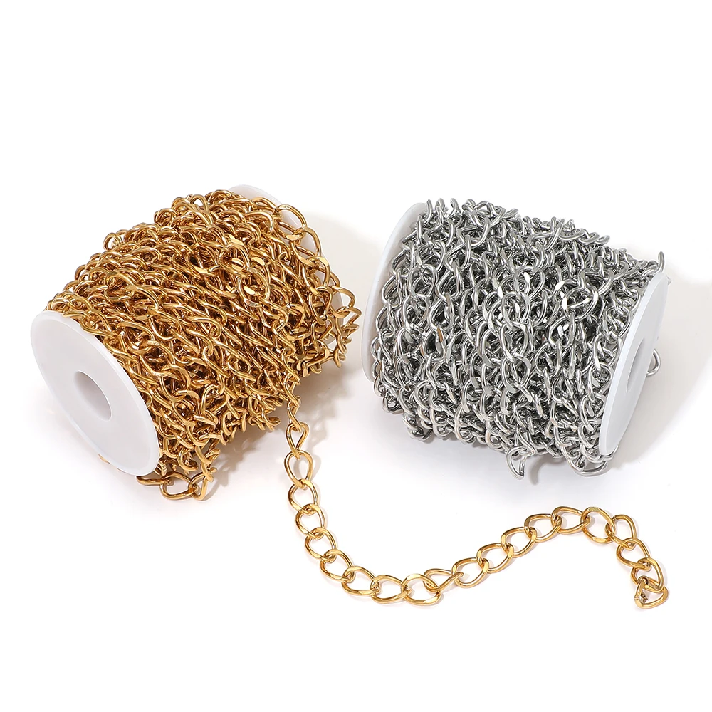 1 Meter Edelstahl Große Kubanische Kette Gedrehte Gliederketten für DIY Hip-Hop-Schmuckherstellung Modische Halsketten Armband-Zubehör – Detail 4