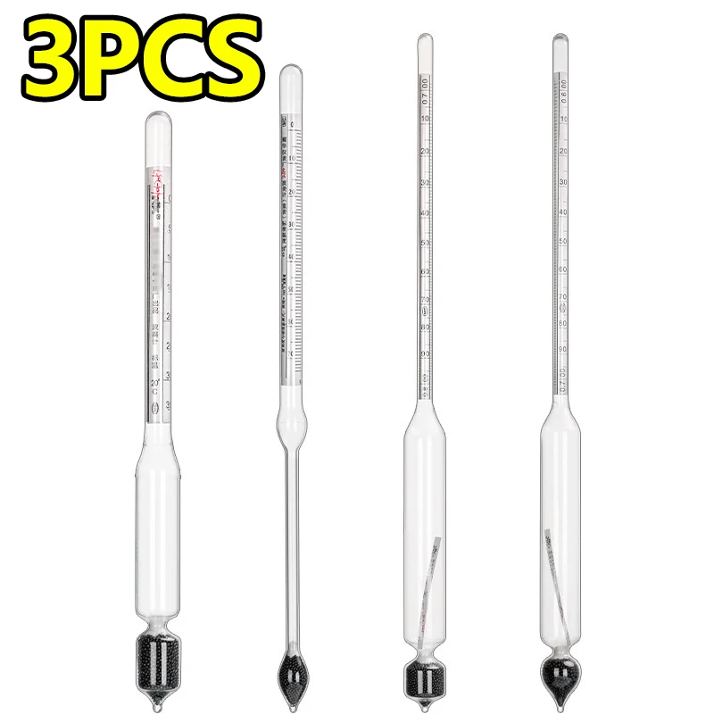 3 pieces high-precision density meter glass salinity meter mud hydrometer