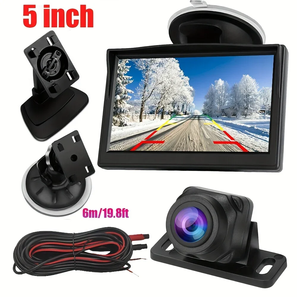 Backup Camera For Car HD 5 Inch Monitor Rear View Mirror Camera System Easy Installation Real Night Vision For Truck Minivan SUV