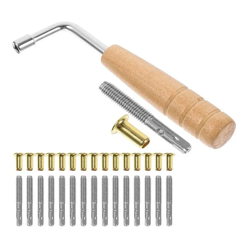 16Pcs Tuning Pin Nails and 16Pcs Rivets,with L-Shape Tuning Wrench,for Lyre Harp Small Harp Musical Stringed Instrument