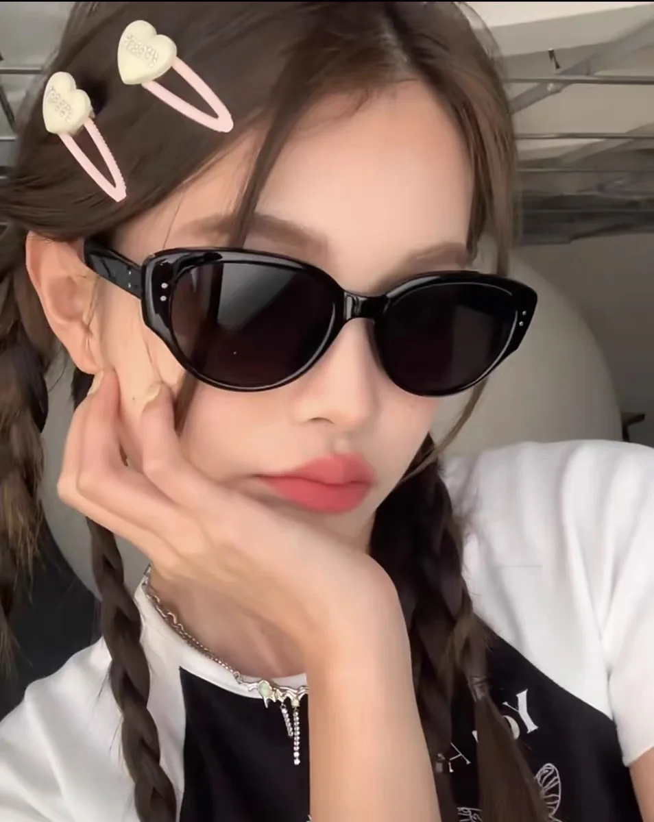 

Vintage cat-eye sunglasses for women, high-end round face narrow-frame glasses, 2025 new trendy UV protection GM sunglasses