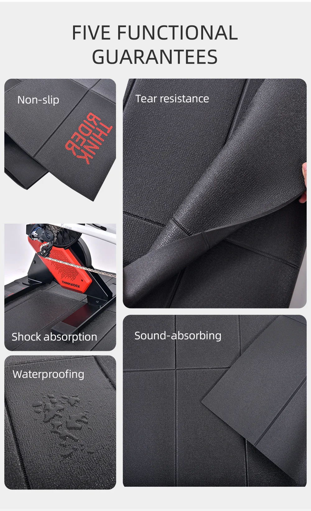 Thinkrider Trainingsmatte Yogamatte für Fahrrad Bicicletas Estaticas Trainer Übungsmatte für Trainer Floormat – Detail 6