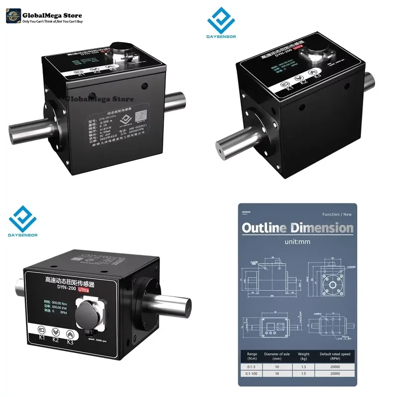 Torque Load Cell 20Nm 30Nm 50Nm 100Nm Contact Rotating Torque Sensors Dynamic Rotary Transducer