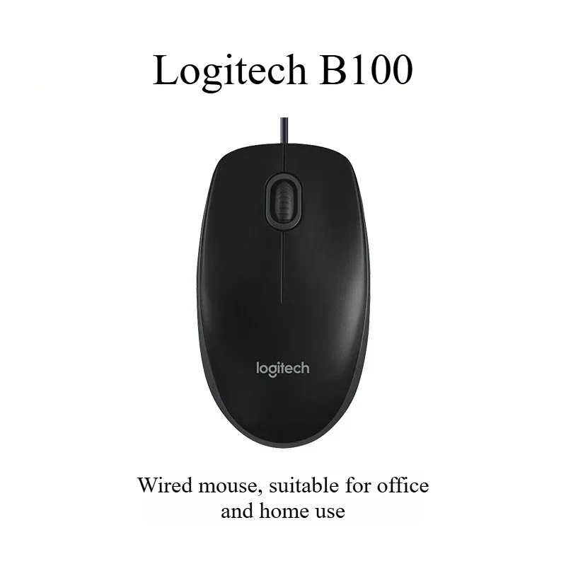 Logitech B100 Wired USB Mouse Universal Optical Mouse for PC, Laptop Desktop Lightweight Portable Design for Office Gaming