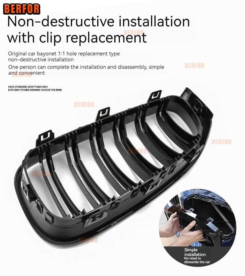 Rejilla deportiva para coche, accesorio modificado con LED, color negro, para BMW Serie 3, 2023