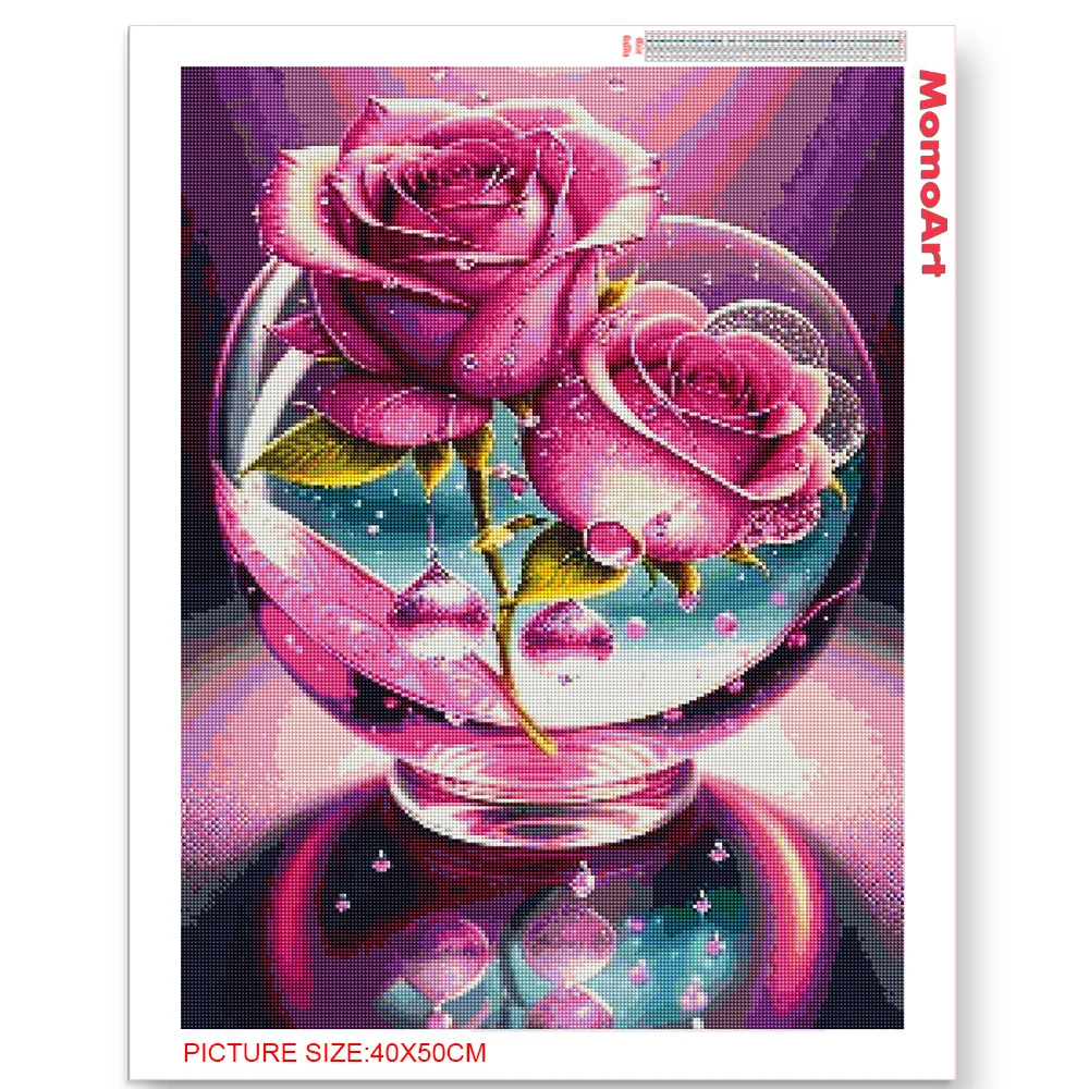 Momoart Rose Diamond Painting Flower Mosaic New Arrival DIY Embroidery Love Stone Picture Rhinestones Home Decoration