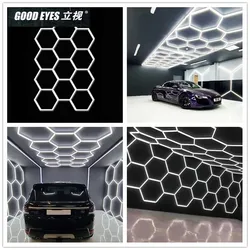 Kunden spezifische Garage Licht Sechseck Lichter Lampe 110V-240V LED-Rohr Waben Decken beleuchtung für Auto Karosserie Reparatur LED-Werkstatt