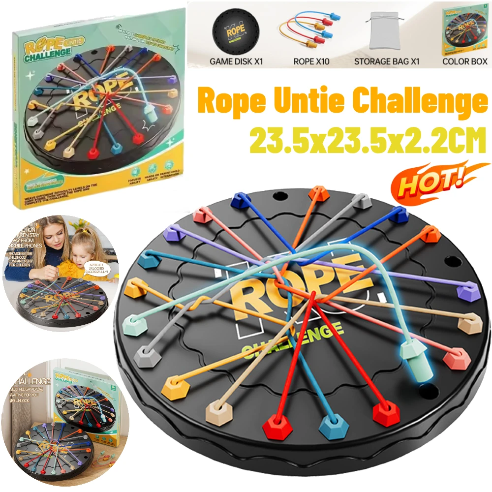 

Kid Rope Knots Puzzle Social Board Game Color Line Twisted Connected Ropes Sorting Logic Thinking Challenge Strategy Table Game