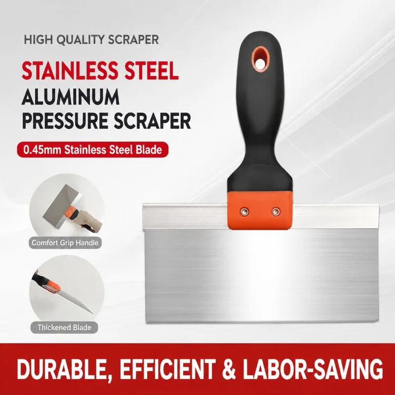 Reinforced Stainless‑steel Plaster Trowel Enlarged Putty Scraper Heavy‑duty Mud‑holding Board Thickened Material‑feeder