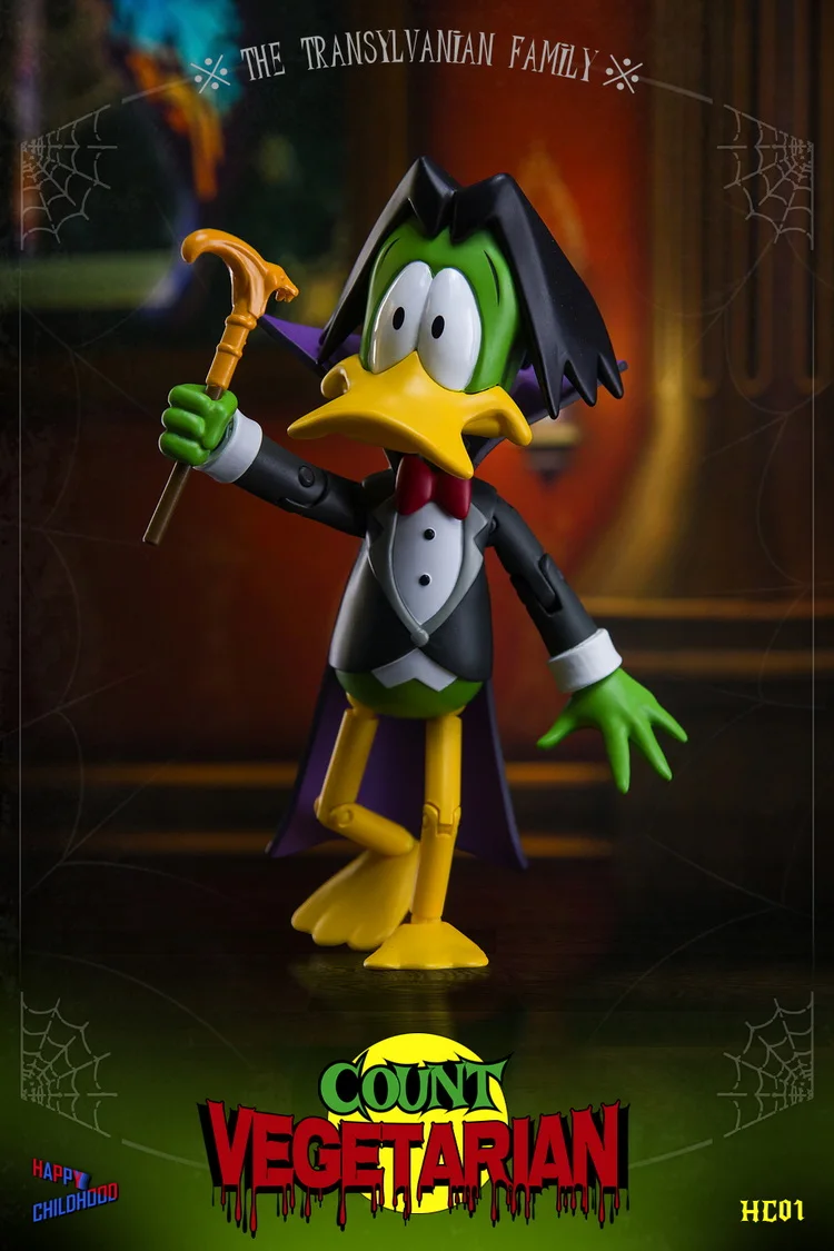 In Stock HAPPY CHILDHOOD Count Duckula Figure VEGETARIAN COUNT SHF Action Figure Toy Moving Model Collecto Christmas Gift