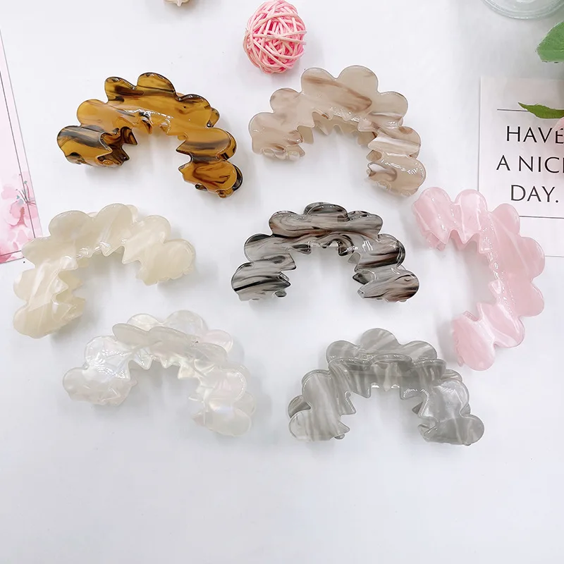 Acrylic Wave Hollow Hair Claw Clip for Women Elegant Simple Large Tassel Ribbon Accessory for Flyaway Hair Premium Lightweight
