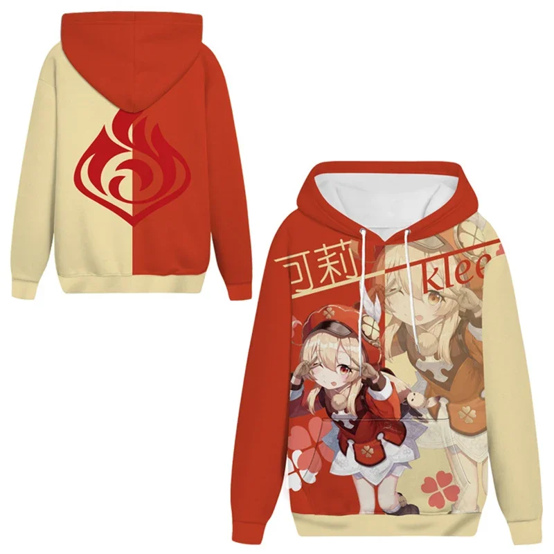 

Толстовки с капюшоном Game Genshin Impact Klee, мужские и женские толстовки с 3D принтом для косплея, пуловер Y2k, спортивный костюм, пальто, мужская одежда больших размеров