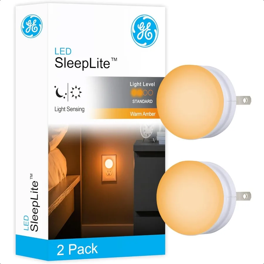 

SleepLite LED Night Light 2 Pack DusktoDawn Sensor Sleep Light Dim Light Warm Amber Compact Ideal for Bedroom ry Bathroom Hallw